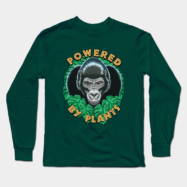 Vegan gorilla powered by plants Long Sleeve T-Shirt by TMBTM